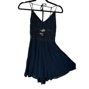 ABERCROMBIE & FITCH Sheer Lace Strappy Black Romper Size Small